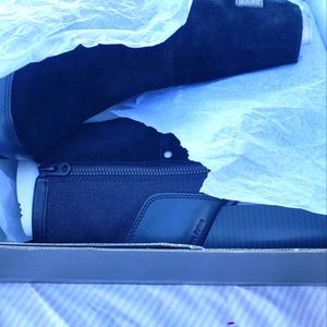 GStar Labour Boots Sz 41/US10 Genuine Leather Suede/Denim 4in Heel